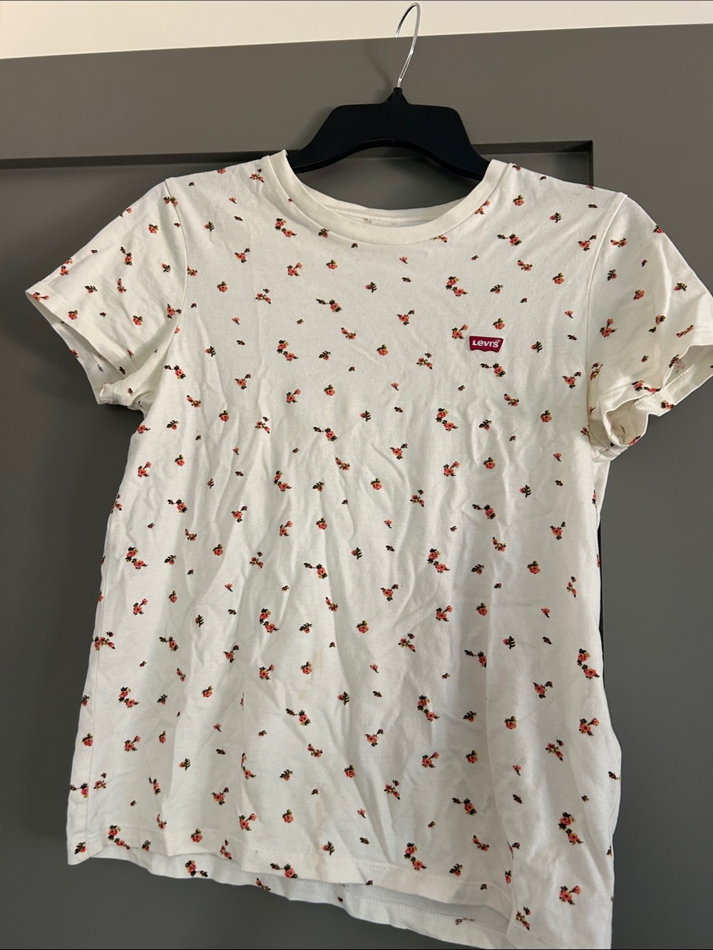 Levi's white Tee with Red-orange Floral Motif
